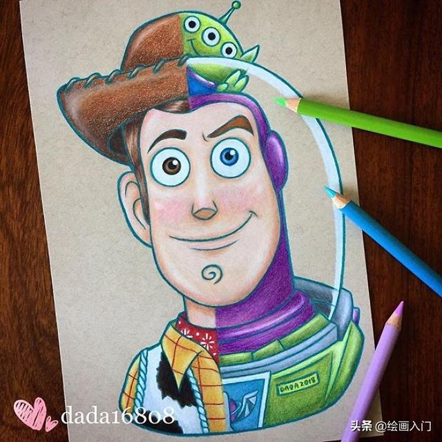 彩铅画动漫人物，卡通人物彩铅画教程（善恶二合一彩铅手绘肖像）