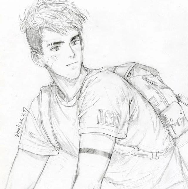 舒眉。，微信头像，舒眉。（一支铅笔画动漫美少年）