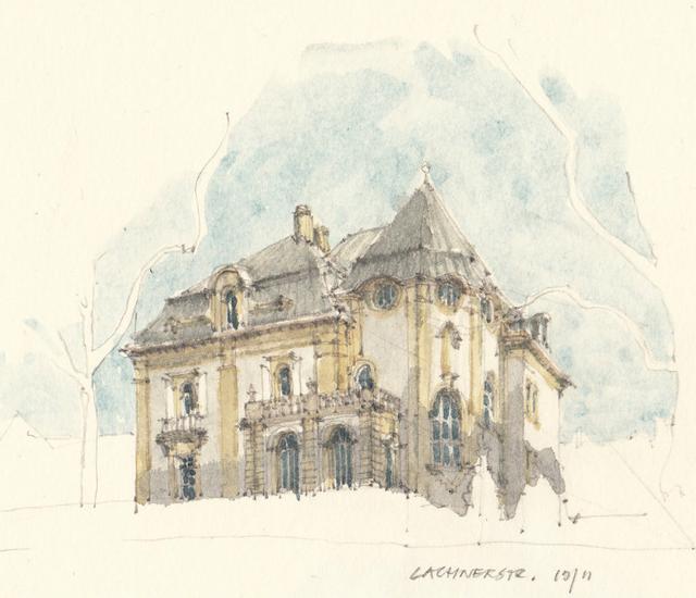 建筑插画线稿，插画，艺术家Flaf