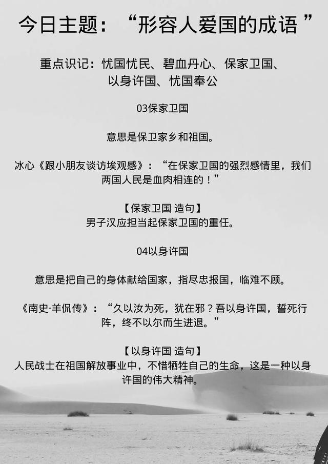 表达爱国情怀的四字成语，爱国成语（“形容人爱国的成语”）