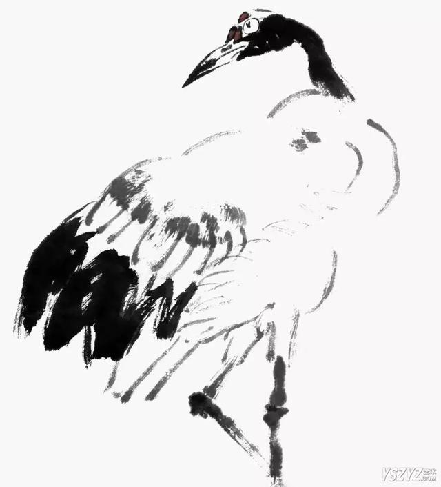 詹仁左写意鸟的画法，国画教程：写意仙鹤画法