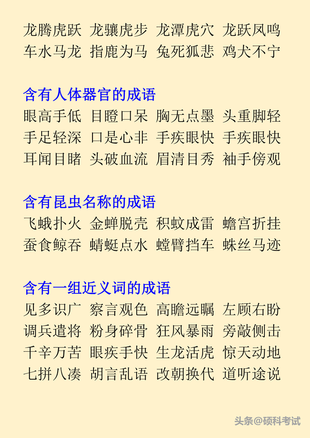 汉语成语大全简单，把这份成语给孩子打印贴墙上背熟