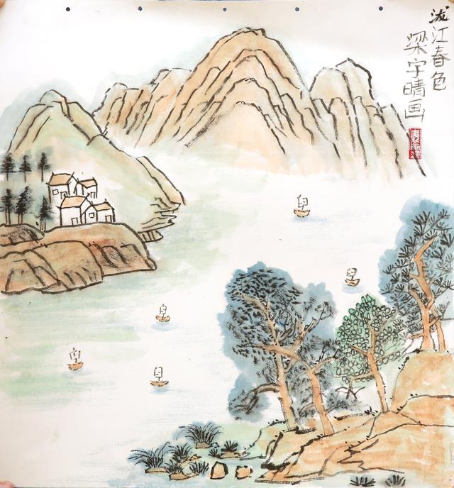 荷花池简笔画，荷花池简笔画手绘（美丽云浮——2020年云浮市庆祝六一儿童节少儿书画作品展）