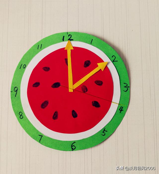 幼儿手工制作钟表的方法,幼儿手工钟表制作教程(带娃在家做西瓜钟表)