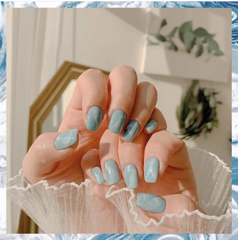 夏天指甲颜色大全图片流行，夏天显白指甲（够仙够清爽最重要是显手白）