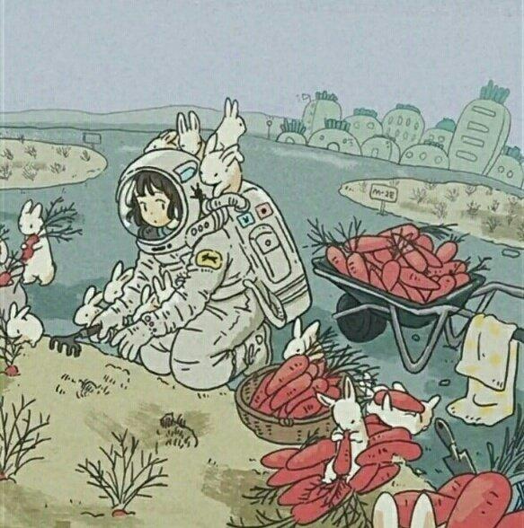 宇航员情侣头像，宇航员系列情侣头像微信（这种治愈的风格太爱了）