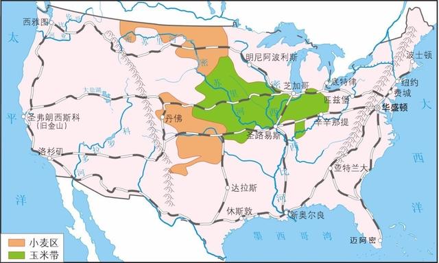 植被类型分布图（分布在亚洲、欧洲和北美洲的中纬度地区）