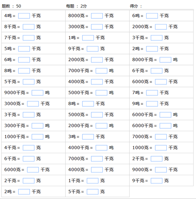 重量换算公式大全，重量单位的换算和练习