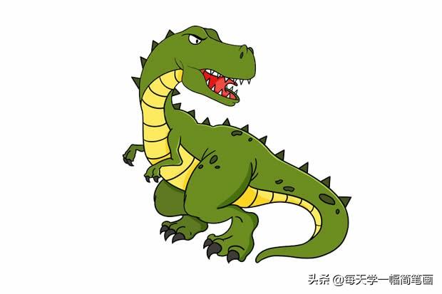 霸王龙怎么画,霸王龙怎么画最霸气,简笔画(凶猛的霸王龙简笔画的画法