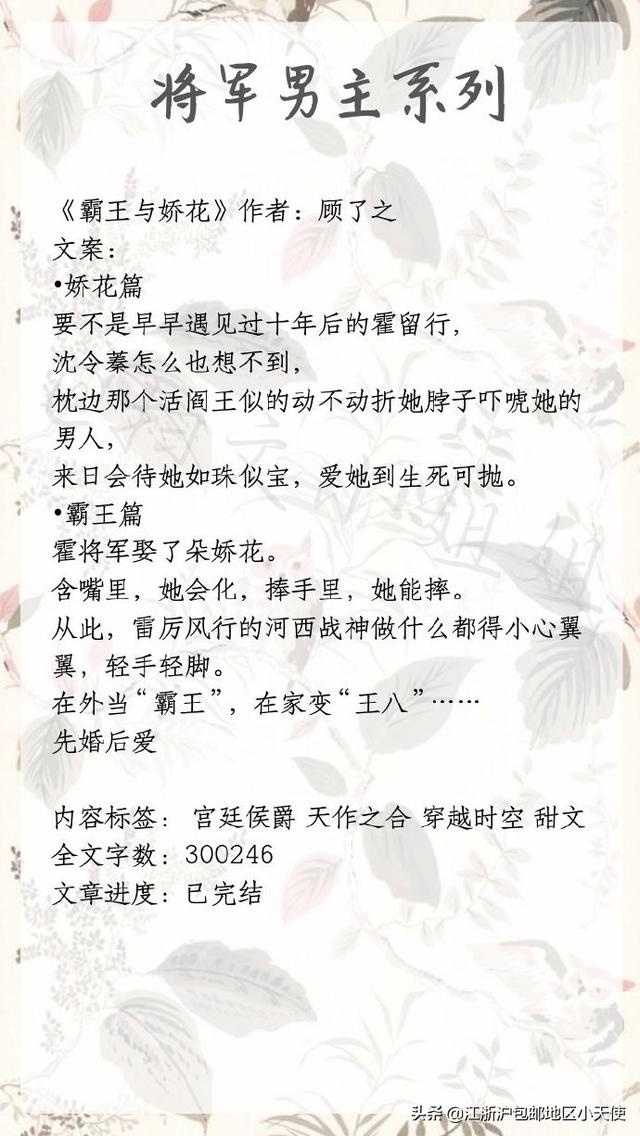 关于将军的言情小说，古代将军言情完结小说（九本言情小说推荐）