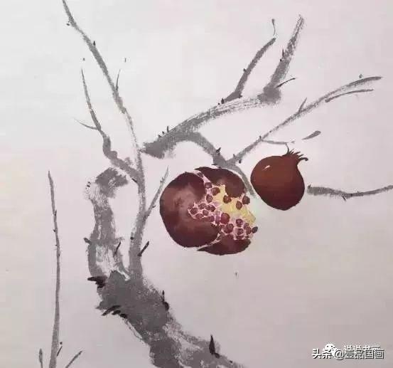 石榴简笔画画法，石榴的简笔画怎么画简单（花卉果蔬系列之石榴的写意画法）