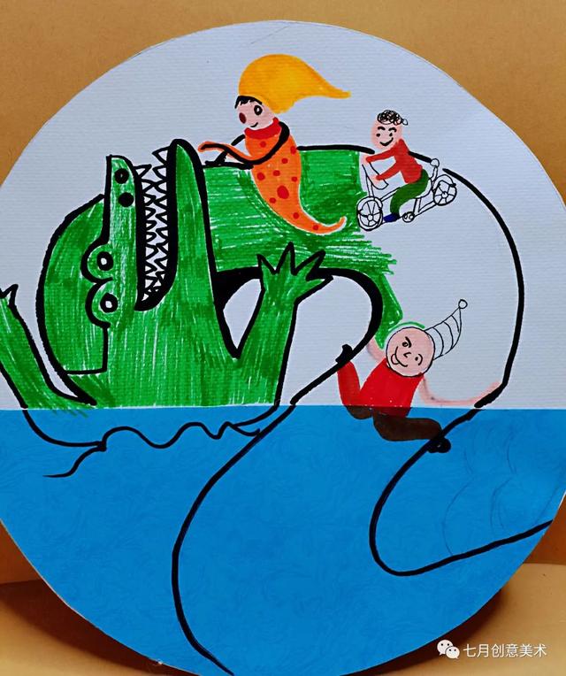 滑滑梯简笔画怎么画，滑梯简笔画 简单（鳄鱼滑滑梯）