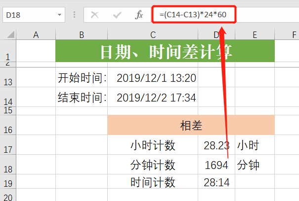时间函数计算时间差，Excel函数计算时间差（Excel中日期、时间之差怎么计算）