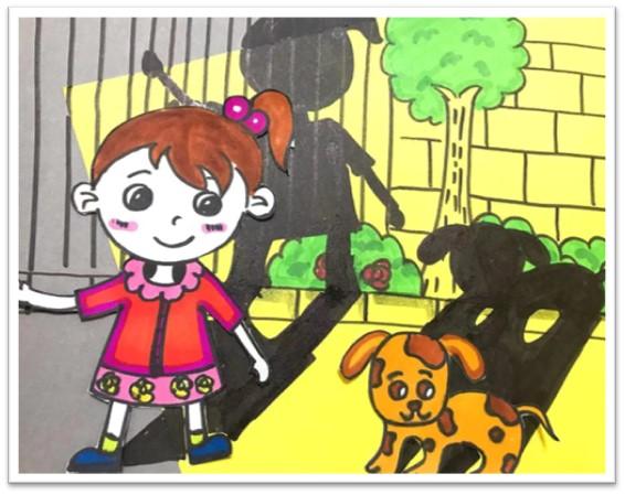 幼儿电脑游戏,幼儿园儿童游戏(少儿美术《路灯下——女孩的影子》)