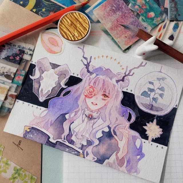 水彩画古风人物教程，水彩画人物教程（这样的水彩好想画）