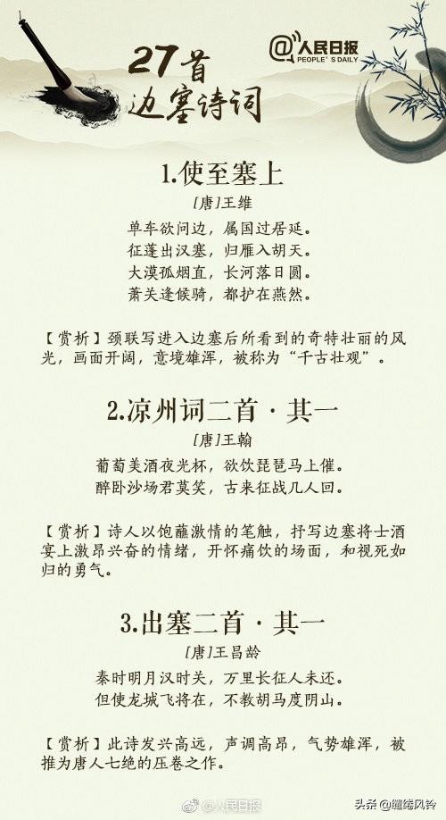 边塞诗有哪些，王昌龄写的边塞诗有哪些（《人民日报》：27首边塞诗词）