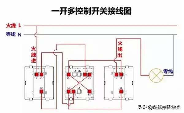 一开多控实际接线，一开单控、双控、多控开关接线图