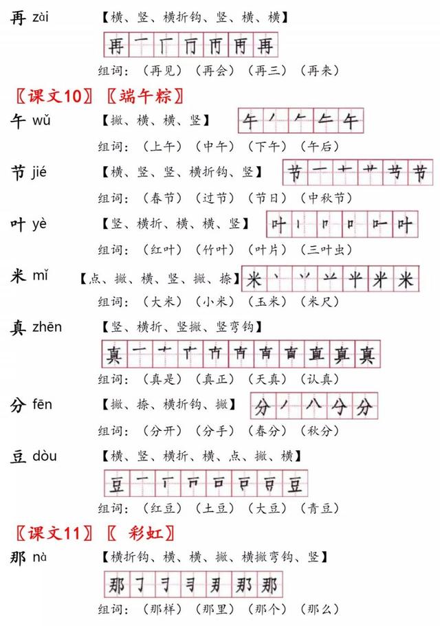迹的笔顺，浮的笔顺笔画顺序（一年级语文下册生字笔顺+生字表识字表）