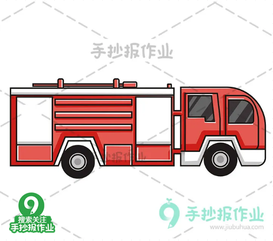 消防车怎么画又简单又漂亮，带颜色的消防车简笔画怎么画（帅气的消防员与消防车简笔画）