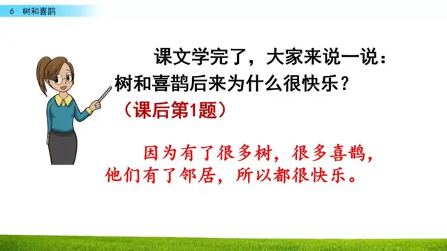 乐的偏旁，部编版一年级下册语文第6课《树和喜鹊》知识点+图文讲解