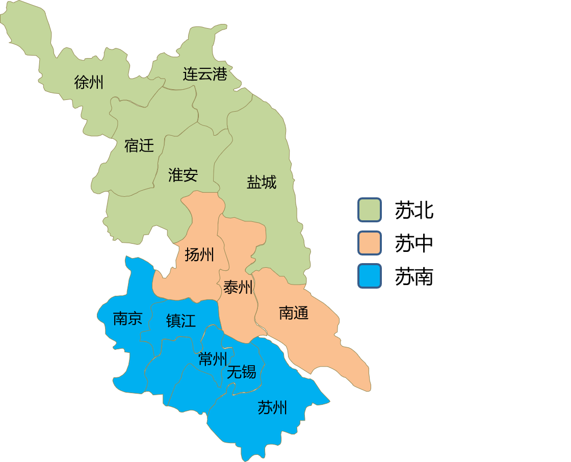 江苏省地区划分 - 苏南,苏中,苏北-大恒文化