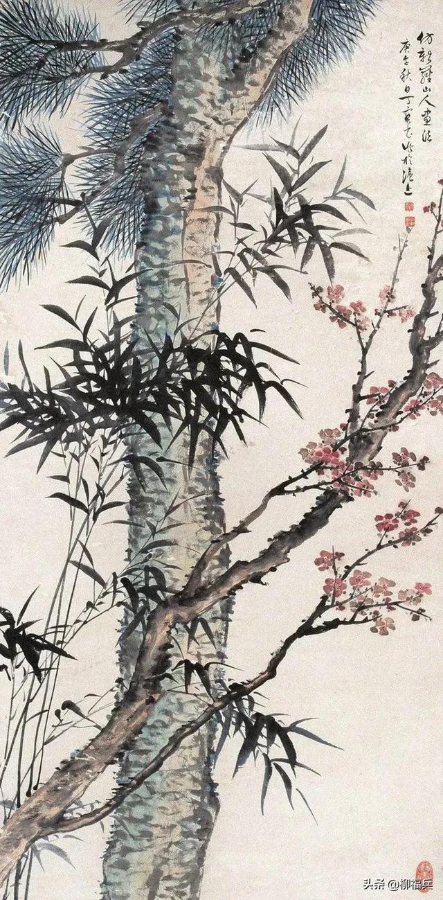 岁寒三友,名家花鸟画《岁寒三友图》欣赏(岁寒三友指的是谁)