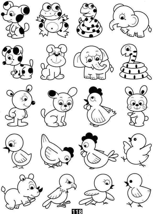 动物世界简笔画，动物世界人物简笔画步骤（各种小动物的100种简笔画法）