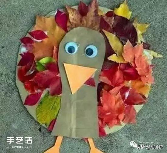 幼儿手工美术漂亮的叶子画，幼儿园叶子手工画制作大全图片（儿童树叶贴画作品图片）