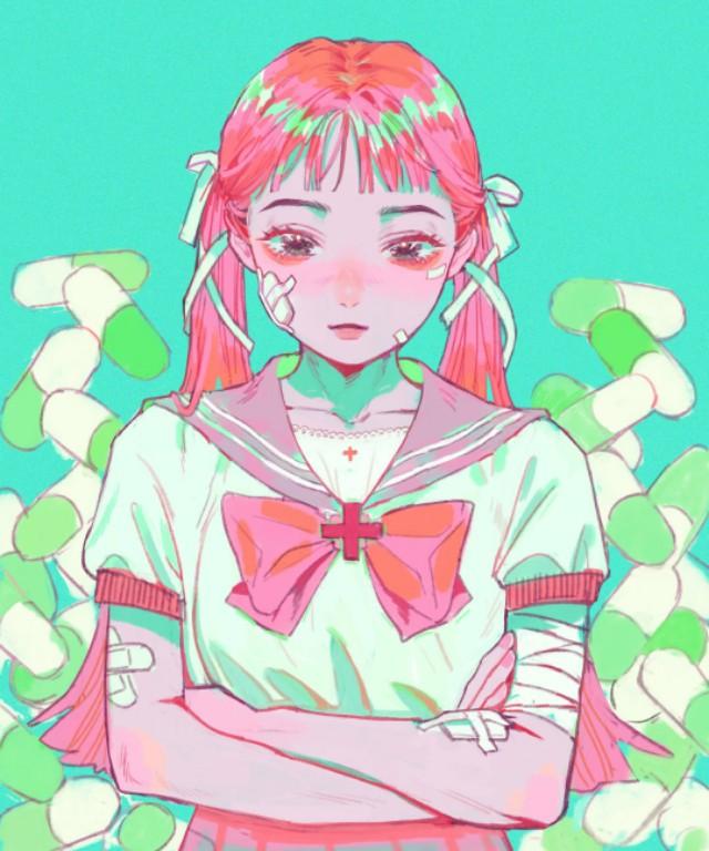 动漫头像/复古风微信，动漫头像/复古风（动漫风女生插画头像）