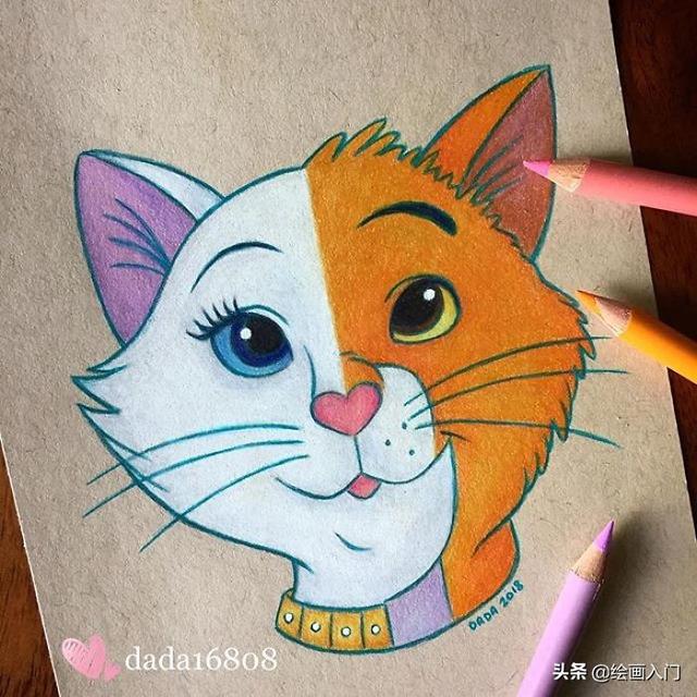 彩铅画动漫人物，卡通人物彩铅画教程（善恶二合一彩铅手绘肖像）