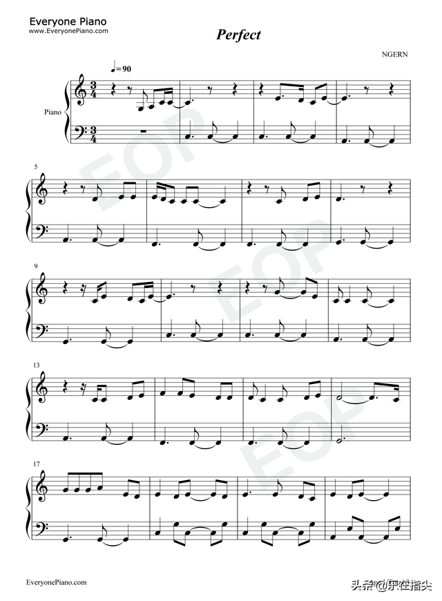 童话钢琴简谱，童话 钢琴数字谱（Perfect-C调简单版-简谱-五线谱-钢琴谱-电子琴谱）