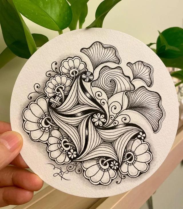 用圆规画出的精美图案，怎样用圆规画好看的图案（画出简单有创意的装饰禅绕画）