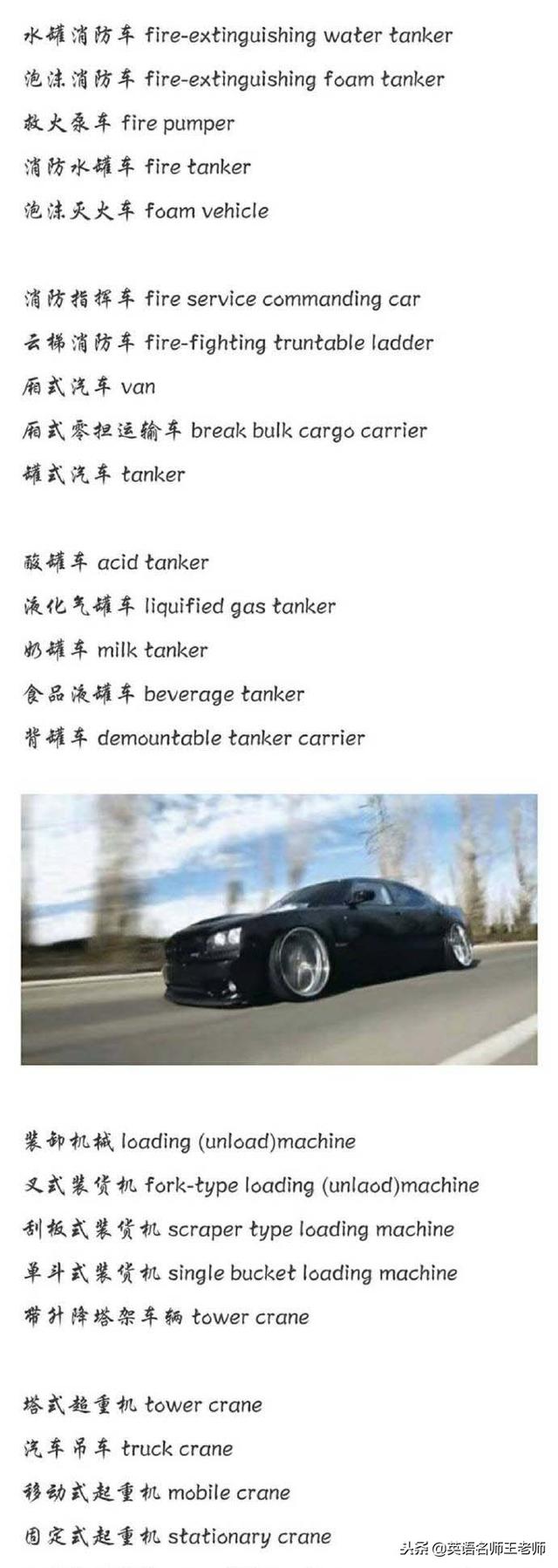 汽车的英语单词大全，汽车分类英文含义大全
