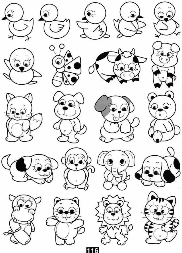 动物世界简笔画，动物世界人物简笔画步骤（各种小动物的100种简笔画法）