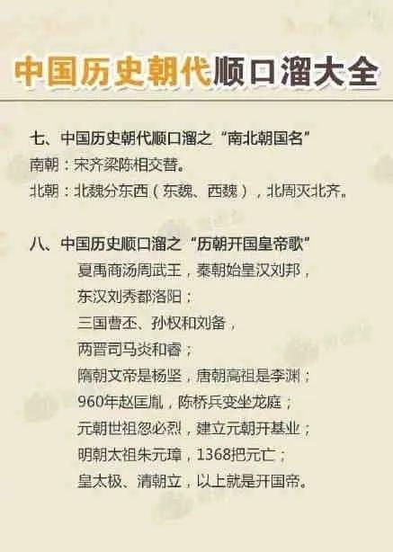 中国朝代顺口溜，精选的中国朝代顺口溜大全（上下五千年尽在你的脑海中）