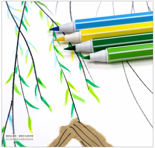 春天的风景画儿童画，创意儿童画教程