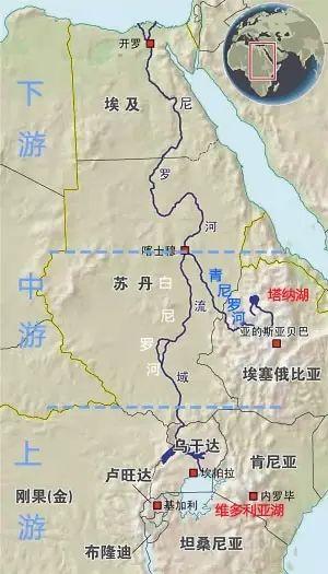 尼罗河地图高清版大图，地图看世界；尼罗河是埃及的母亲河