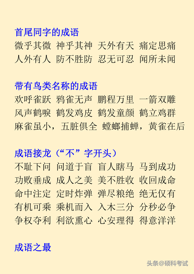 汉语成语大全简单，把这份成语给孩子打印贴墙上背熟