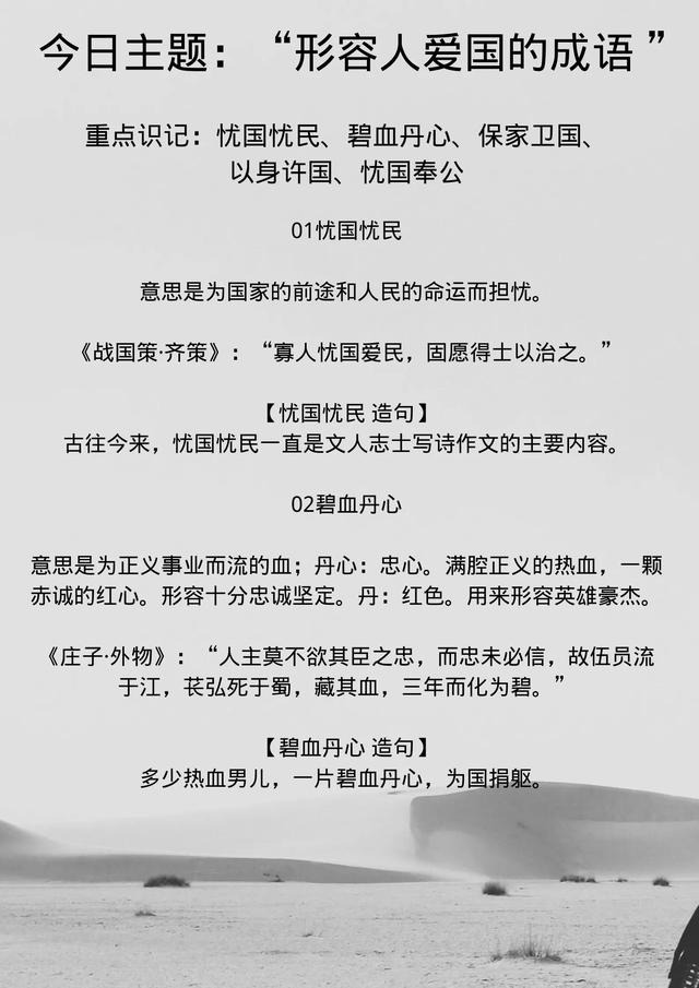 表达爱国情怀的四字成语，爱国成语（“形容人爱国的成语”）