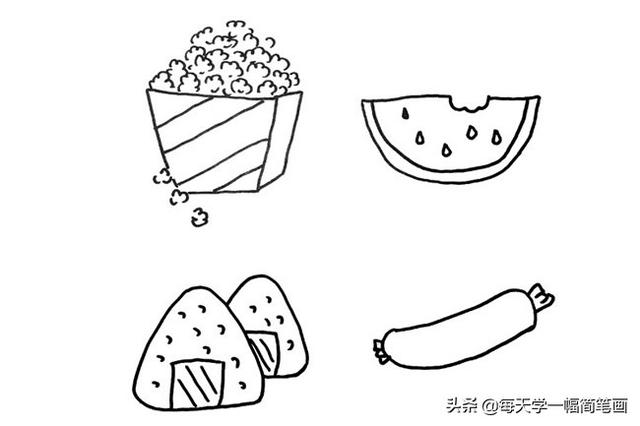 面条简笔画图片，一碗面条的简笔画（每天学一幅简笔画--卡通食物/甜品简笔画图片大全）