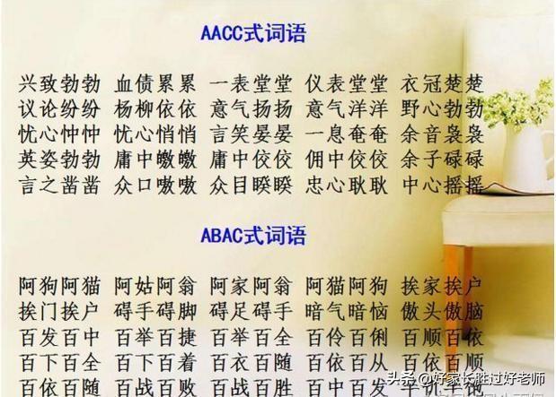 abab式的词语有哪些，abab式的词语有哪些四字词语（ABAC词汇大全）