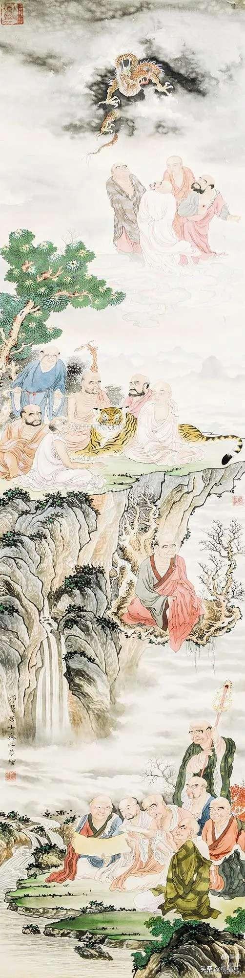 十八罗汉排名及顺序及图片，十八罗汉排名及顺序（名家人物画《十八罗汉图》欣赏）