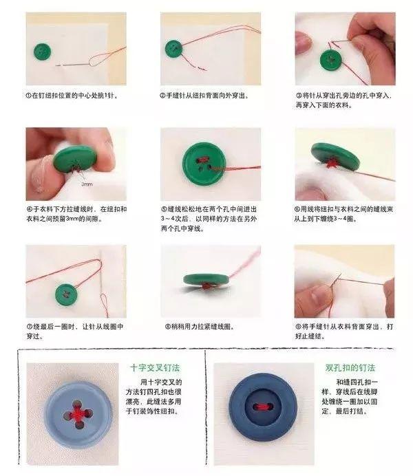 如何打双线纽扣结，单线纽扣结的打法（纽扣的6种缝制方法）