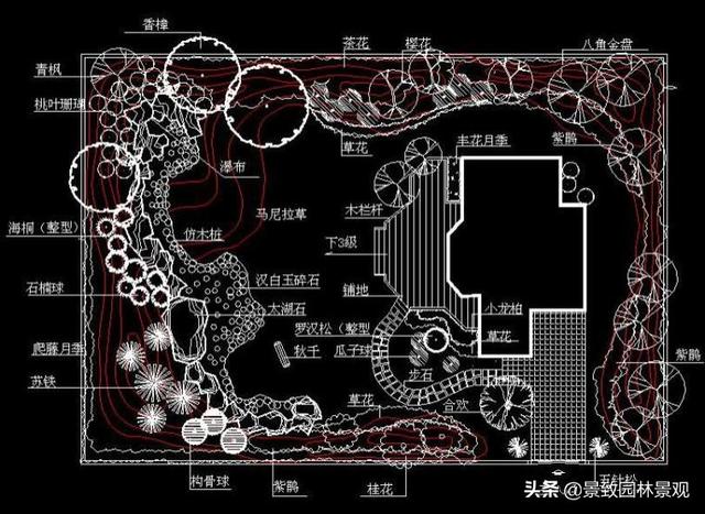 园林景观cad图纸大全，175个别墅庭院/屋顶花园全套方案CAD图纸