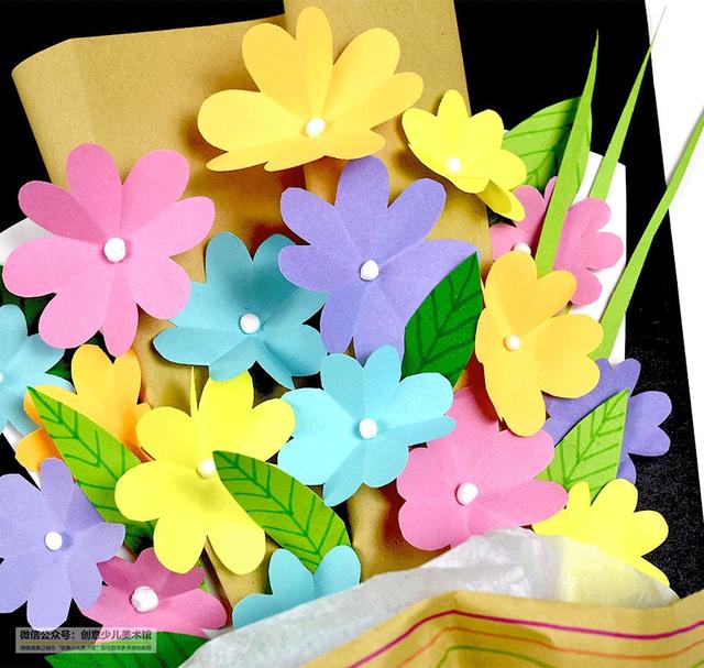二年级教师节手工花束简单，教师节创意儿童画--温暖绚烂的教师节手工花束