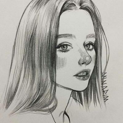 素描女生头像  by:minarim微信，素描女生头像  by:minarim（速写风的素描插画）