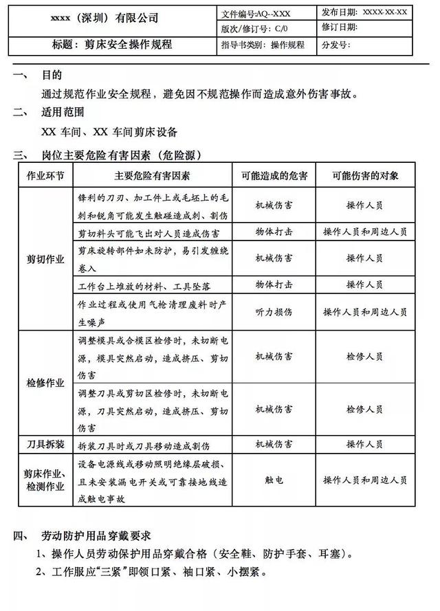 设备操作规程模板，生产实习心得体会（12种常见设备安全操作规程）