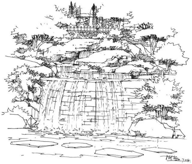 如何绘制山石水景速写，石头怎么画 速写 风景（真正的景观手绘干货在这里）