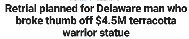 retry是什么意思，retry是什么意思中文（掰断兵马俑手指的美国男子面临重审）