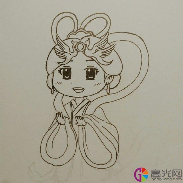 嫦娥和玉兔怎么画，12星座 公主 古装美女图片（可爱的q版嫦娥简笔画画法）